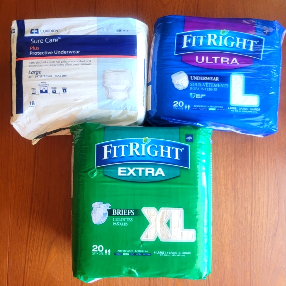 3 packs adult diapers FITRIGHT ULTRA EXTRA SURECARE PROTECT L-XL